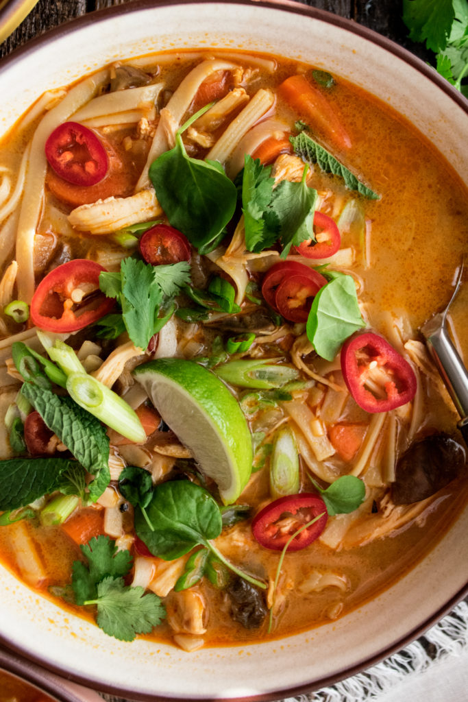 Spicy Thai Chicken & Rice Noodle Soup - The Original Dish