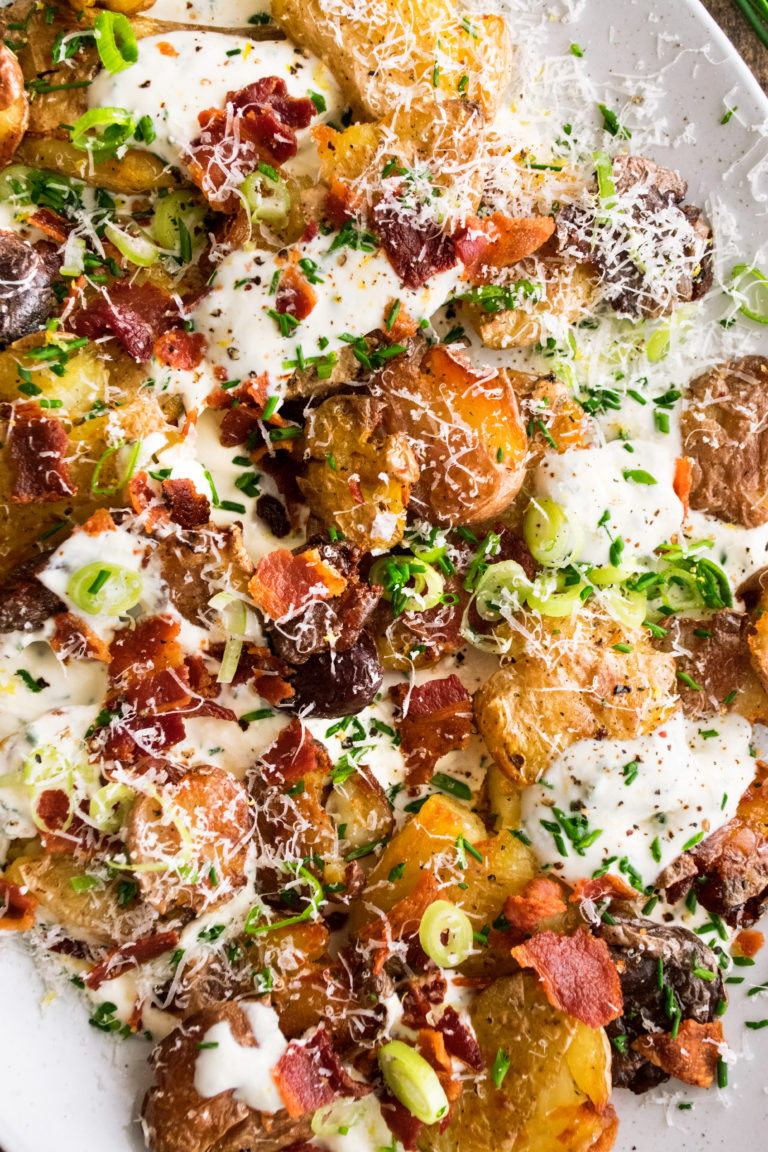 Loaded Smashed Potatoes With Bacon Parmesan The Original Dish