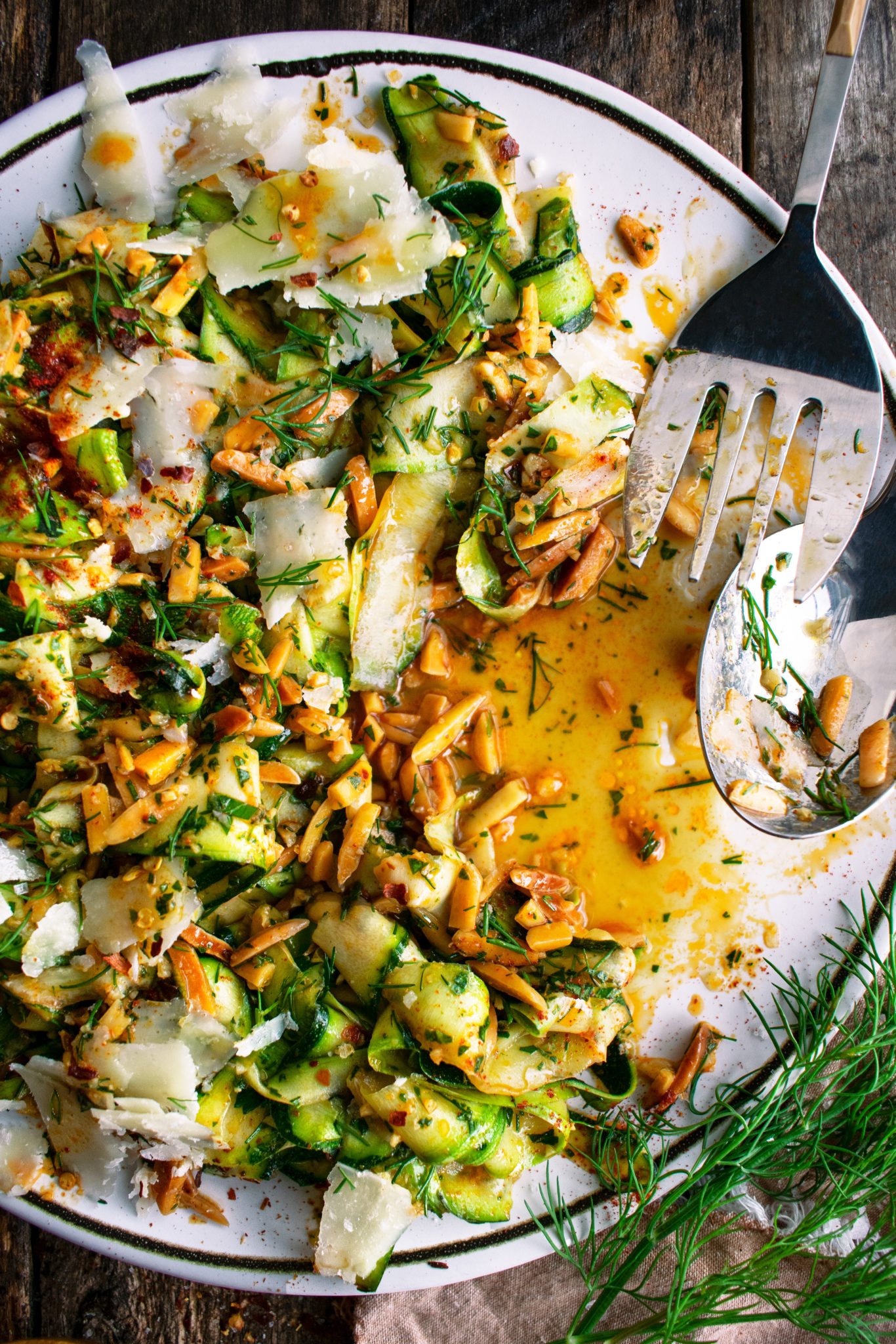 Shaved Zucchini Salad With Spicy Almonds Parmesan The Original Dish