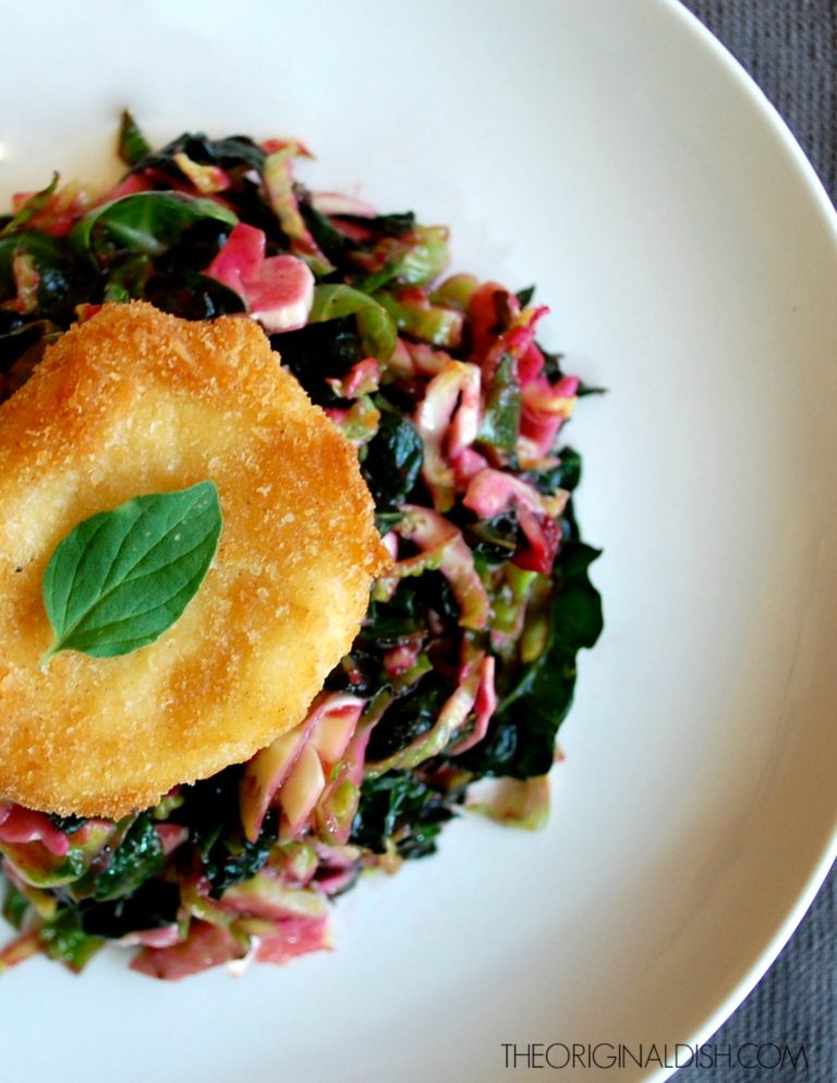 Kale Slaw with Cranberry Vinaigrette & Fried Goat Cheese - The Original ...