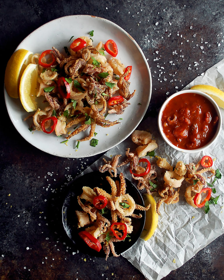 Fried Calamari with Pickled Red Fresno Chili Peppers - The Original Dish