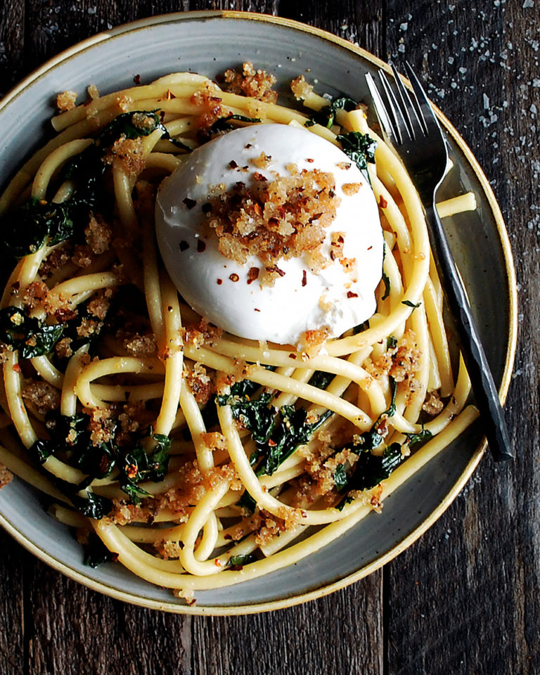 Bucatini Pasta with Burrata & Fried Breadcrumbs - The Original Dish