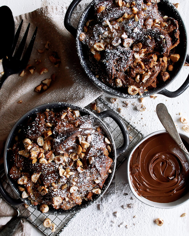 Nutella Brioche Bread Pudding with Roasted Hazelnuts - The Original Dish