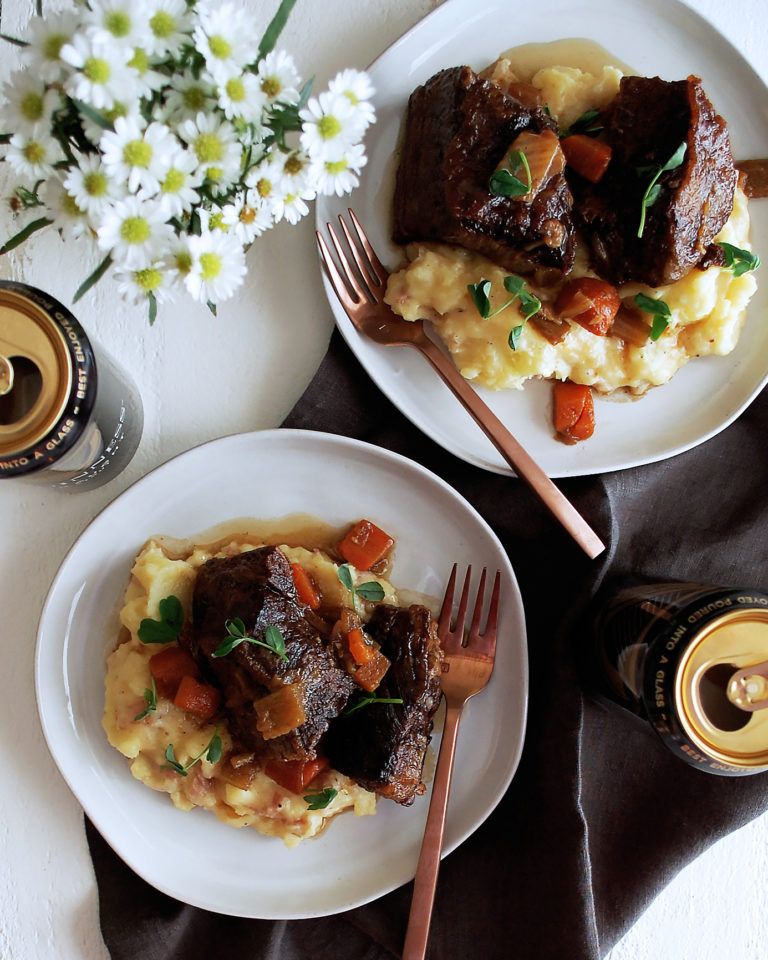 Stout Braised Short Ribs with White Cheddar Smashed Potatoes - The ...