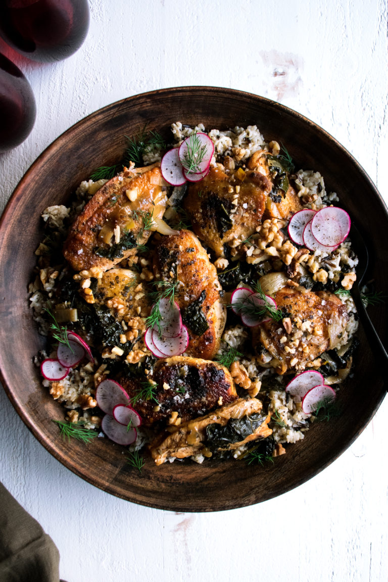 Crispy Braised Chicken with Wild Rice & Kale - The Original Dish