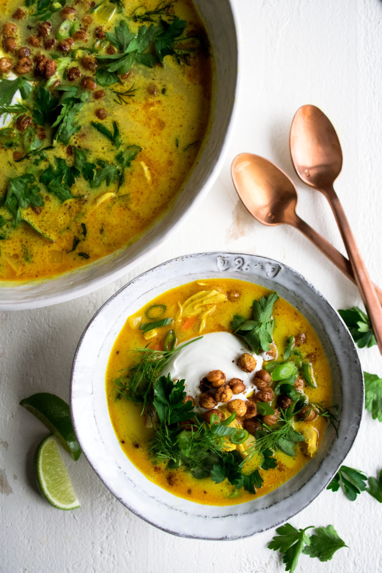 Turmeric Coconut Chicken Soup with Yogurt & Herbs - The Original Dish