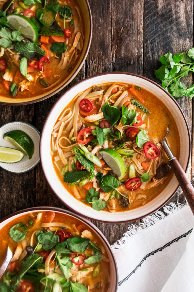 Spicy Thai Chicken & Rice Noodle Soup - The Original Dish