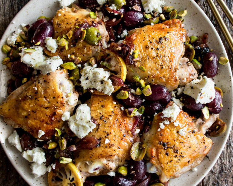 Pan-Roasted Chicken with Grapes & Olives - The Original Dish