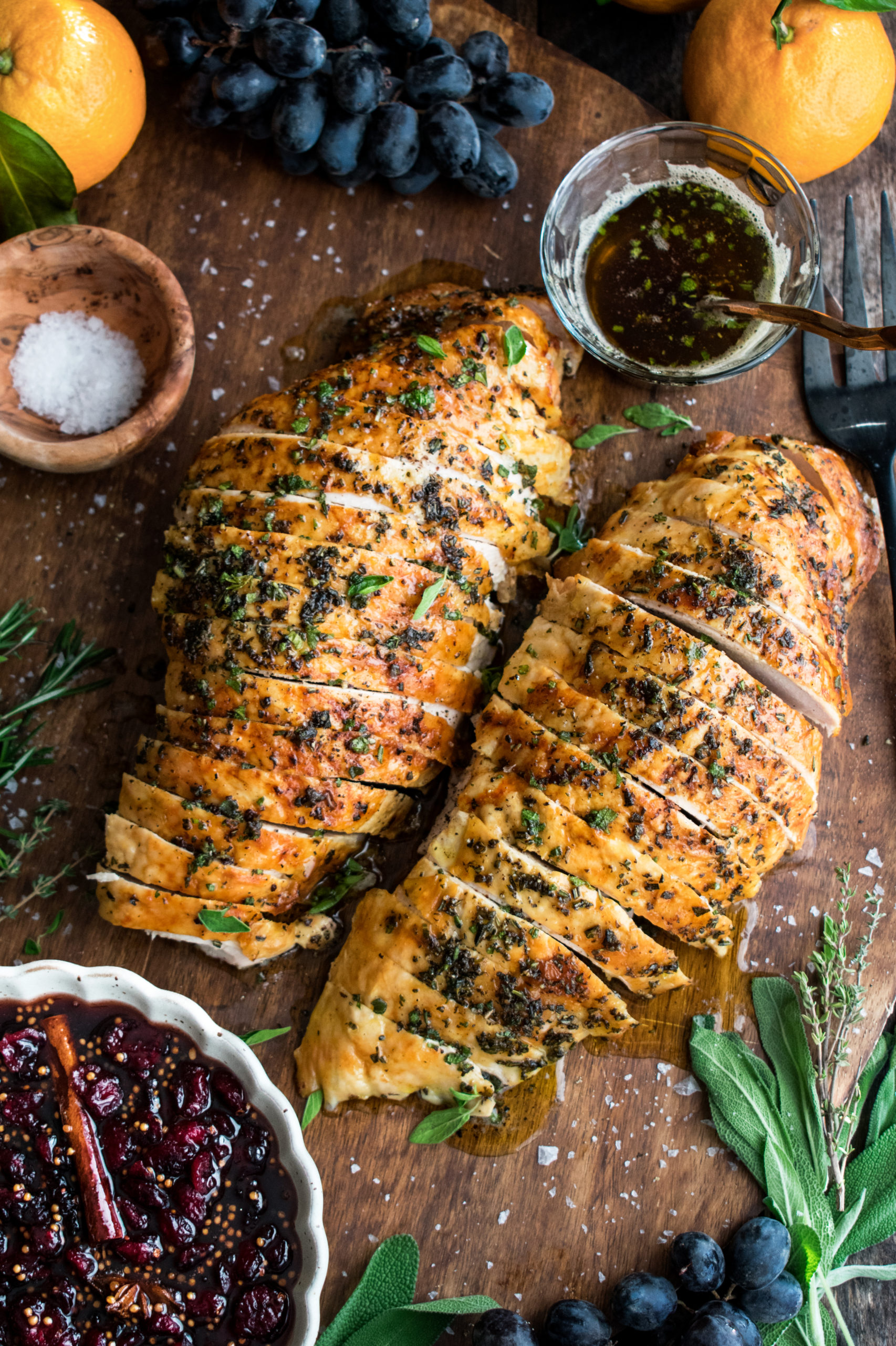 Brown Butter Herb Roasted Turkey Breast With Cranberry Mostarda The