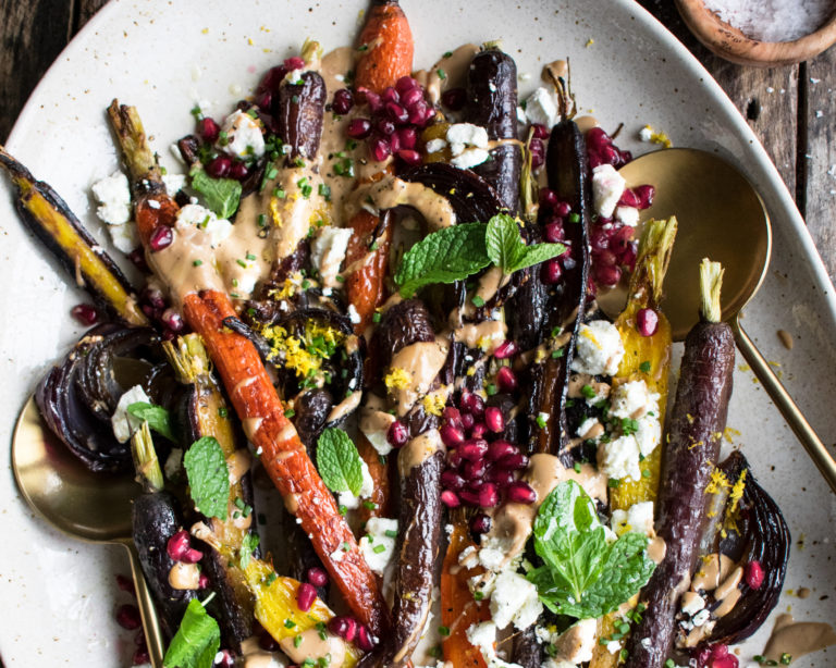 Roasted Carrots with Tahini Pomegranate Sauce - The Original Dish