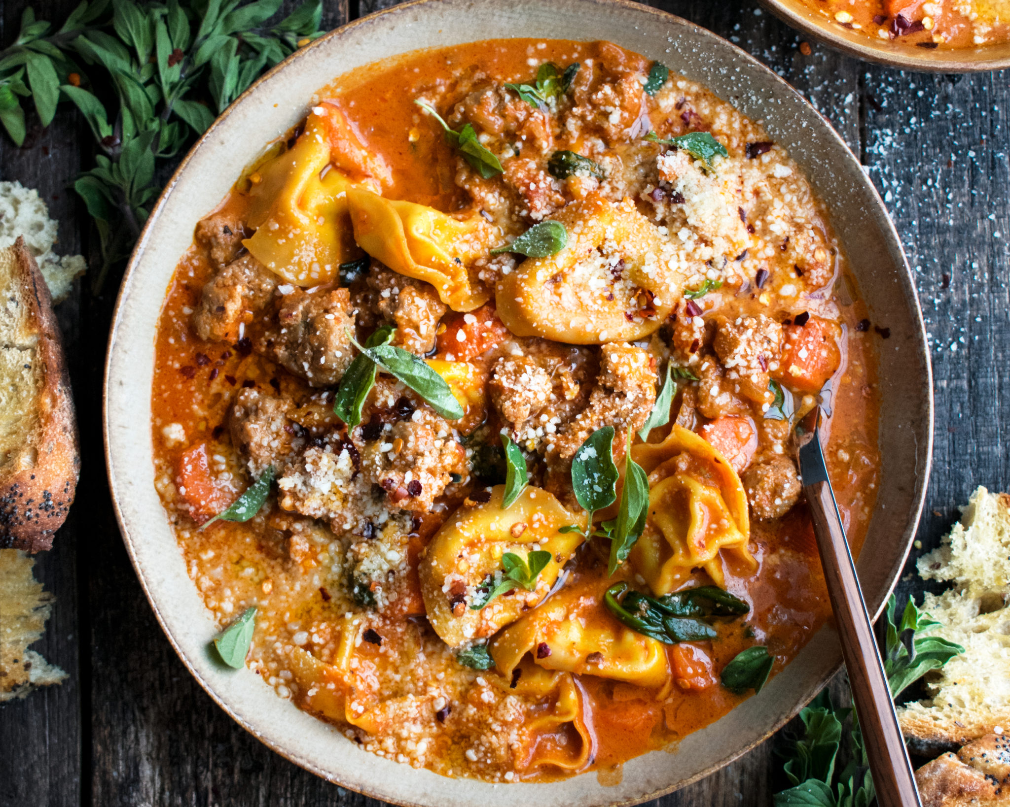 Creamy Tortellini Soup With Sausage & Spinach - The Original Dish