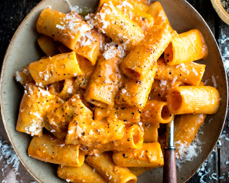 Rigatoni with Creamy Brandy Tomato Sauce - The Original Dish