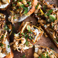 Lemony Mushroom Mascarpone Toast with Beans & Herbs - The Original Dish