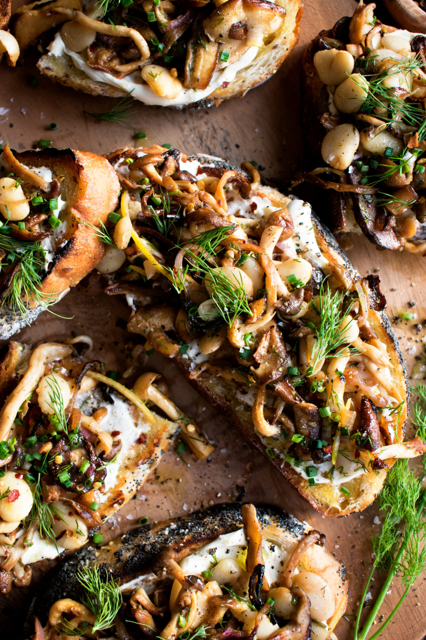 Lemony Mushroom Mascarpone Toast with Beans & Herbs - The Original Dish