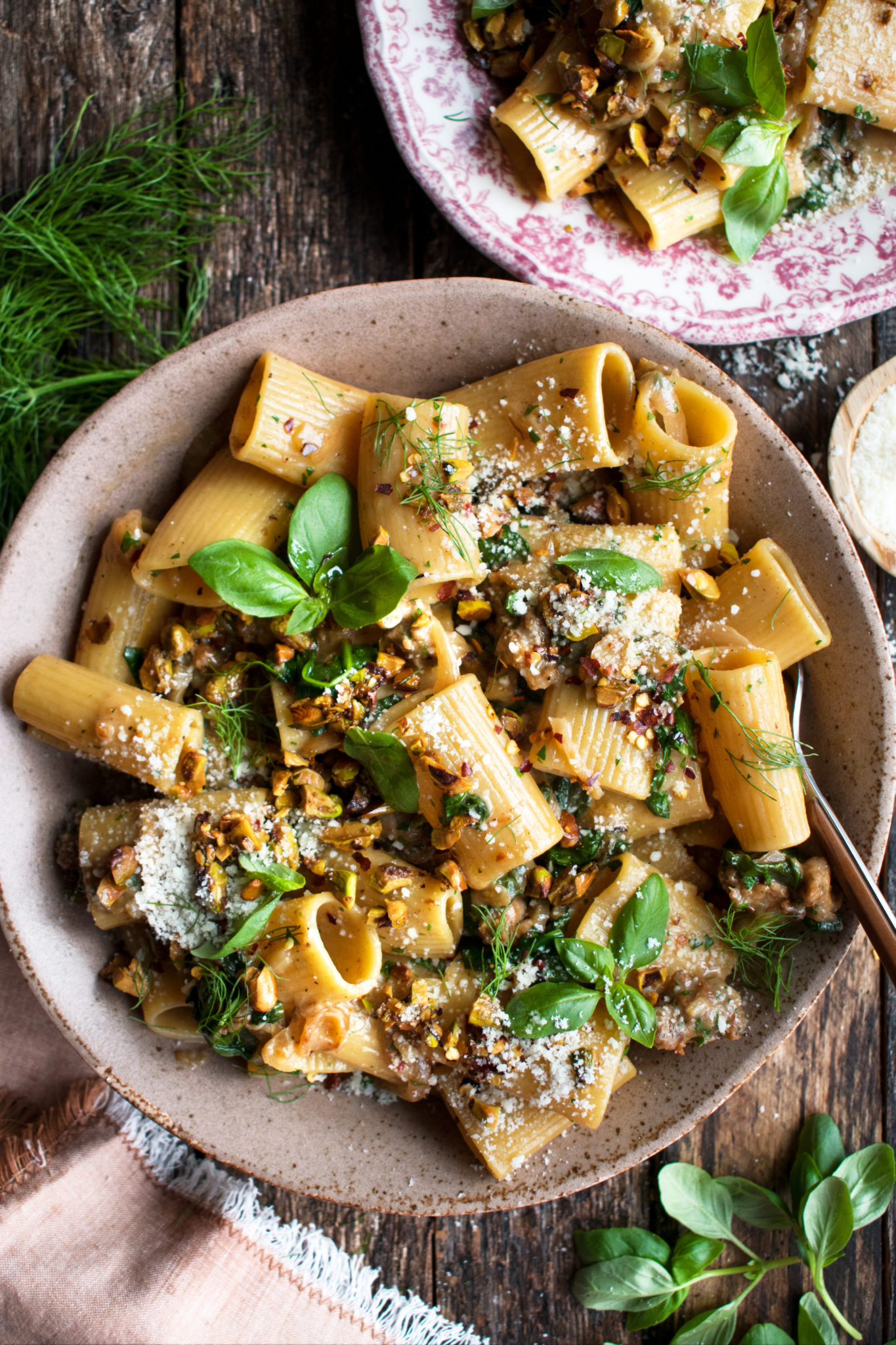 Caramelized Fennel Paccheri with Sausage & Pistachios - The Original Dish