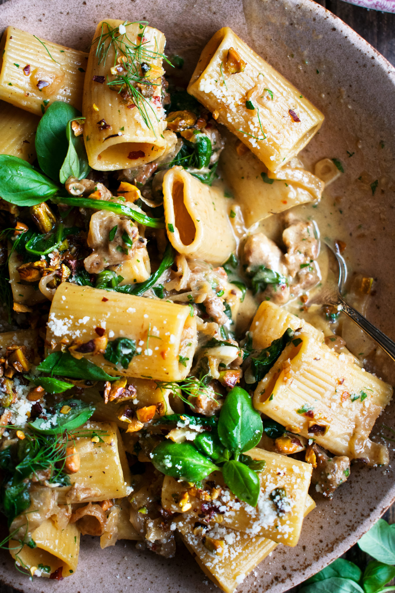 Caramelized Fennel Paccheri with Sausage & Pistachios - The Original Dish