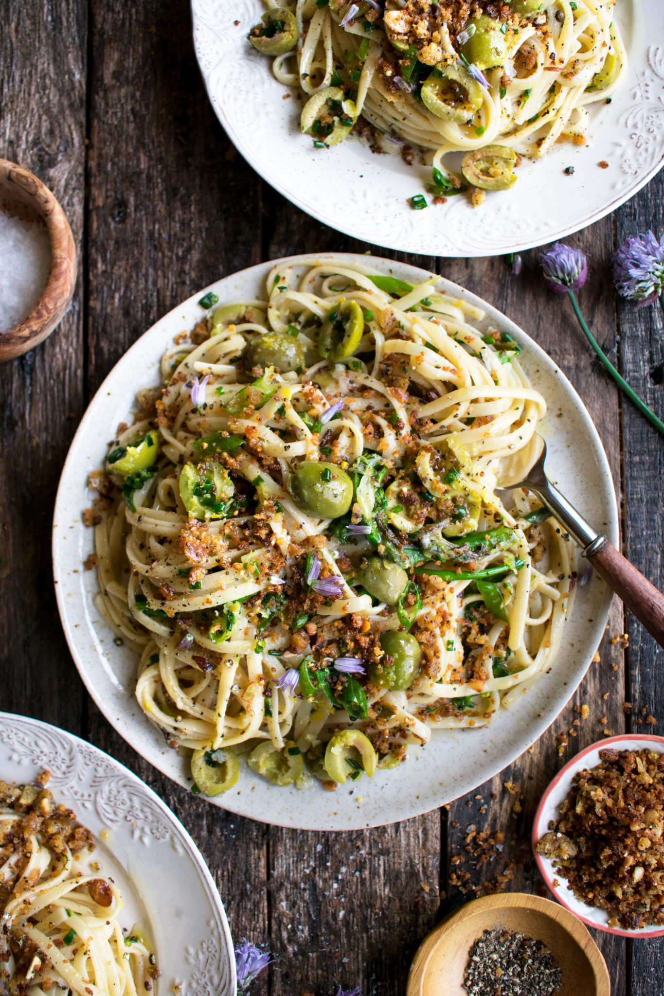 Green Olive Linguine with Broccolini & Breadcrumbs - The Original Dish