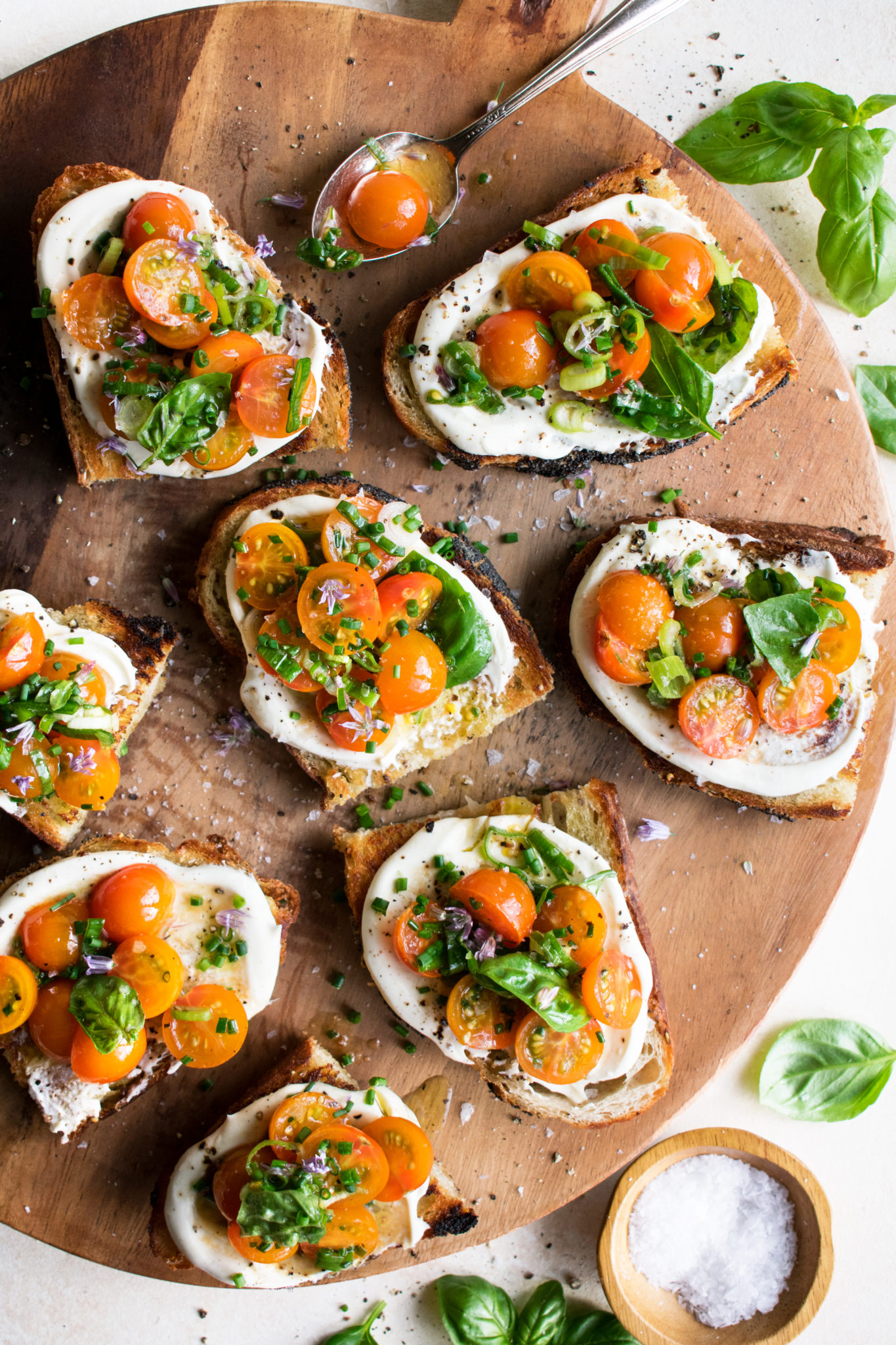 Marinated Tomato Toast with Creme Fraiche & Herbs - The Original Dish