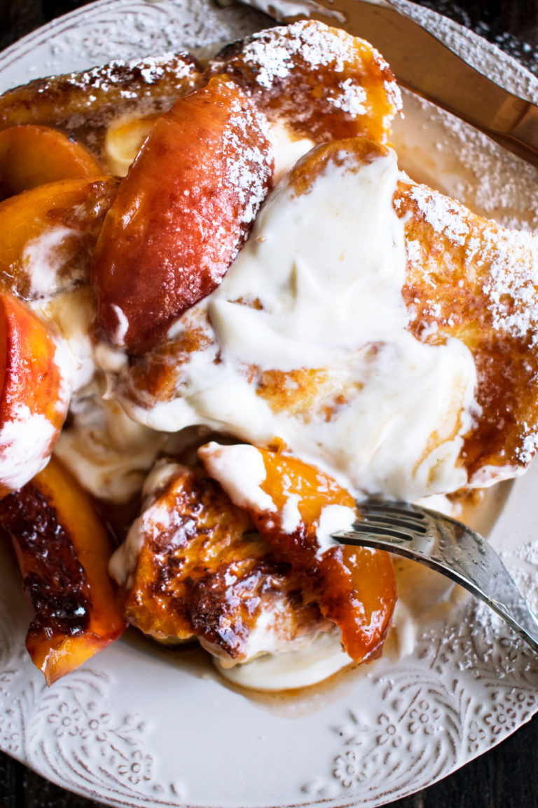 Sour Cream French Toast with Brown Sugar Peaches The Original Dish