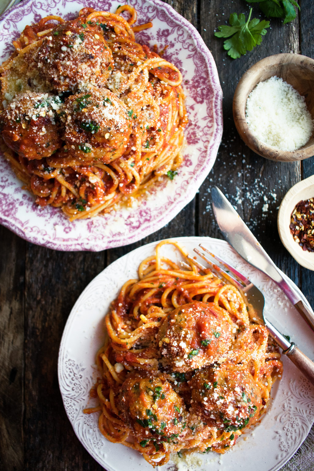 Spaghetti & Meatballs with Spicy Tomato Sauce - The Original Dish