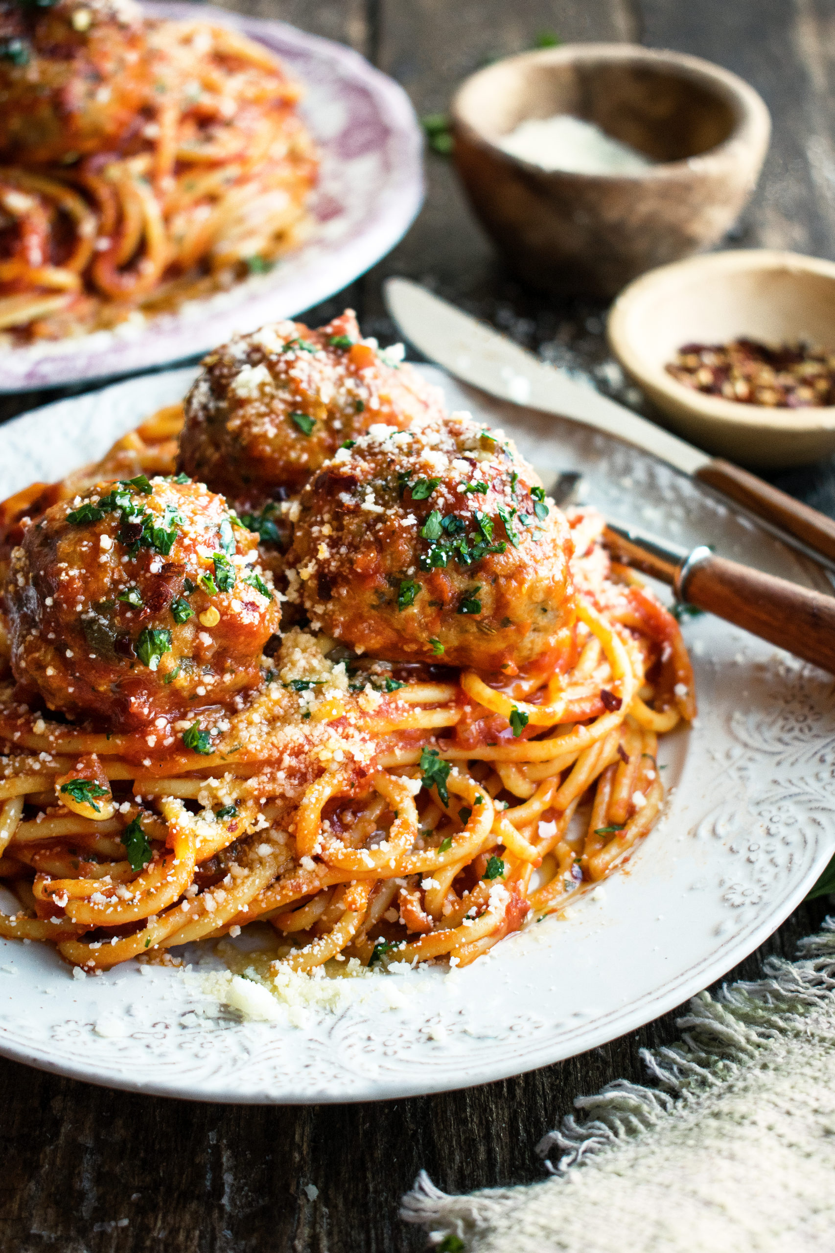 Spaghetti & Meatballs with Spicy Tomato Sauce - The Original Dish