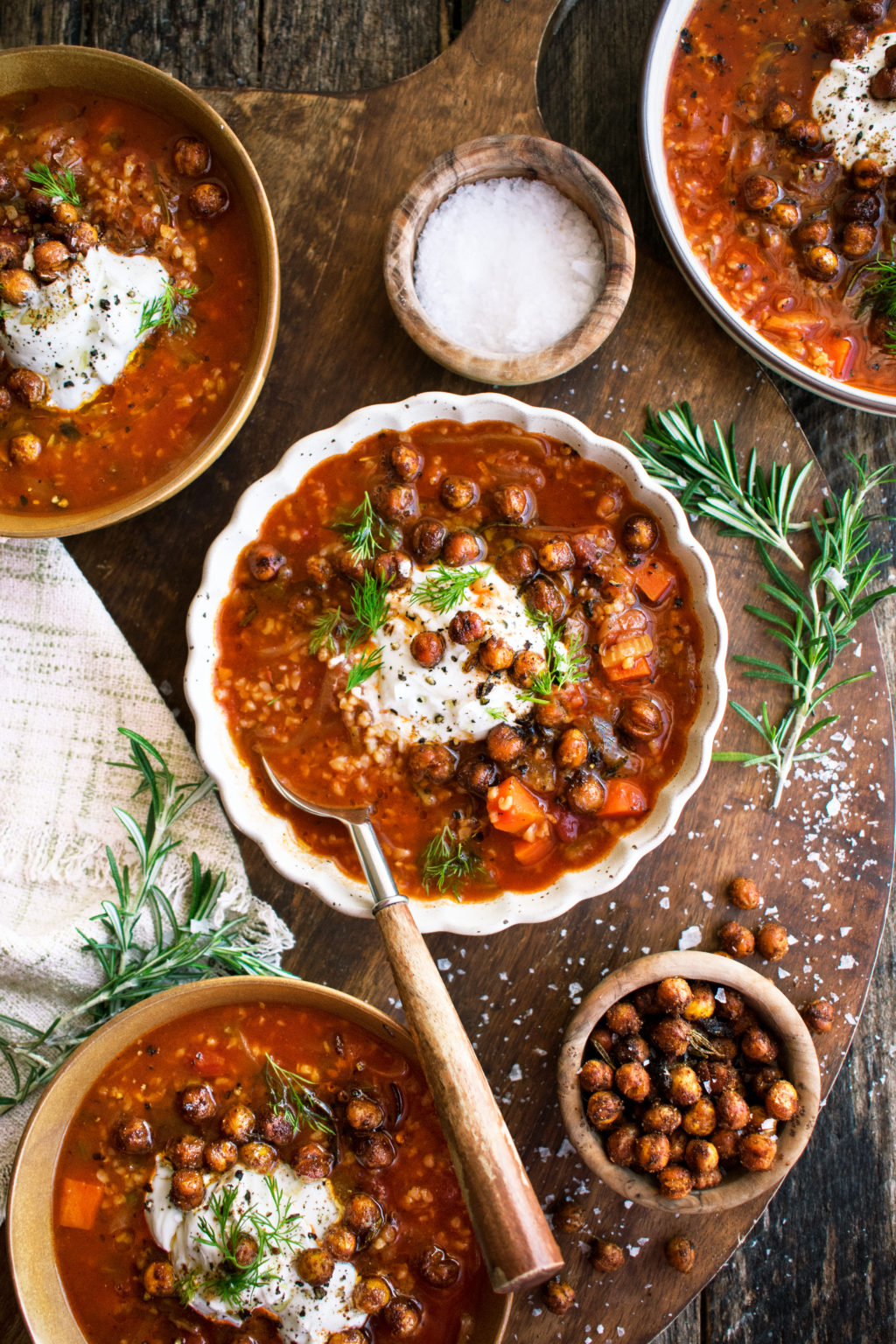 Spiced Tomato Bulgur Soup with Crispy Chickpeas - The Original Dish