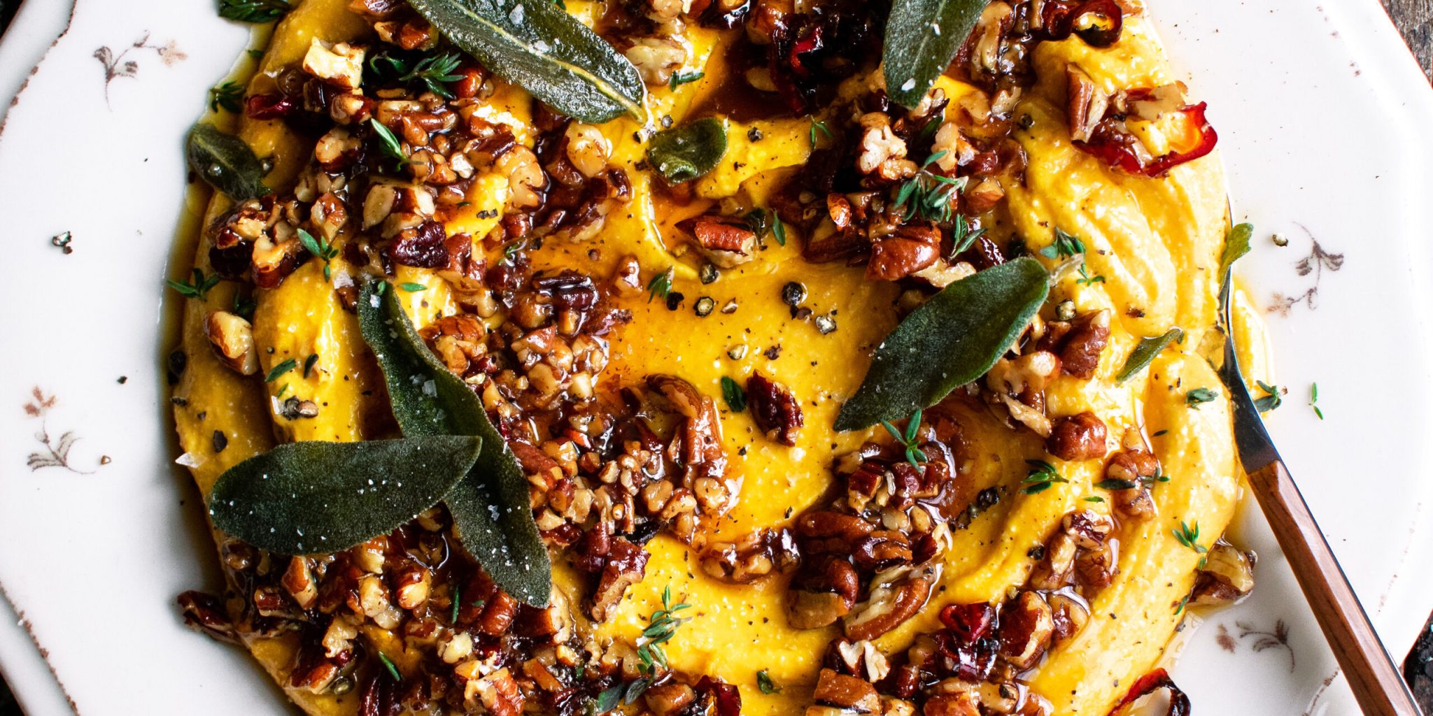 Roasted Honeynut Squash Feta Dip on a plate